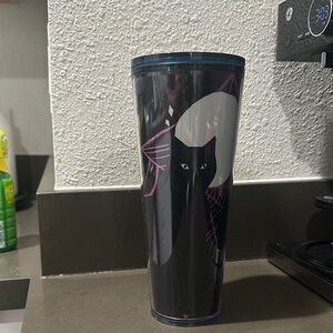 Spider Web Black Tumbler with Pink and White Accents